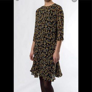 Ganni Marceau Georgette Dress Yellow Flower 34